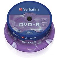 VERBATIM DVD+R 4.7GB (120min), 25 pieces (43500)