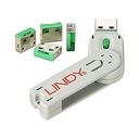 LINDY USB Port Lock with Key, 4 Part, Green (40451)