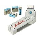 LINDY USB Port Lock with Key, 4 Part, Blue (40452)
