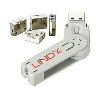 LINDY USB Port Schloss mit Schlüssel, 4-Stück, Weiss (40454)