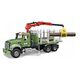 BRUDER MACK Granite Holztransport-LKW mit Ladekran, Greifer und 3 Baumstämmen (02824)