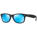 RAY-BAN New Wayfarer Flash, Black / Blue Flash (RB2132 622/17 55-18)