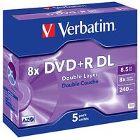 VERBATIM DVD+R DL 8.5GB (240min), 5 Stück (43541)