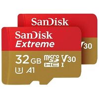 SANDISK Extreme microSDHC, UHS-I V30, Class U3, 32GB 2x Pack (SDSQXAF-032G-GN6AT)