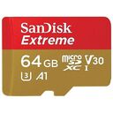 SANDISK Extreme microSDXC, Class 10, UHS-I A1, V30, 64GB (SDSQXAF-064G-GN6MA/SDSQXAF-064G-GN6AA)