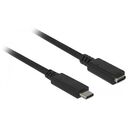 DELOCK Verlängerungskabel SuperSpeed USB Type-C Stecker > Buchse 0.5m Schwarz (85532)