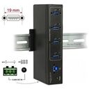 DELOCK external Industry Hub 4 x USB 3.0 Type-A with 15 kV ESD protection (63309)