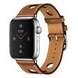 APPLE Watch Hermès GPS + Cellular (Series 4), 44mm Edelstahlgehäuse mit genarbtem Single Tour Rallye Barenia-Lederarmband, Fauve (MU9E2FD/A)
