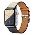 APPLE Watch Hermès GPS + Cellular (Series 4), 44mm Edelstahlgehäuse mit Single Tour Swift-Lederarmband, Indigo/Craie/Orange (MU782FD/A)