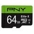 PNY Elite-X microSDXC 64GB, UHS-I U3, Class 10 (P-SDU64U390EX-GE)