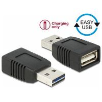 DELOCK Adapter EASY-USB 2.0-A Stecker zu USB 2.0-A Buchse nur Ladefunktion (65965)