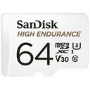 SANDISK High Endurance microSDXC, UHS-I U3, V30, Class 10, 64GB (SDSQQNR-064G-GN6IA)