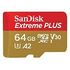 SANDISK Extreme Plus microSDXC, Class 10, UHS-I U3, V30 64GB (SDSQXBZ-064G-GN6MA)