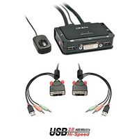 LINDY KVM switch 2 Port DVI-D single link, USB 2.0 & audio KVM switch compact (42341)