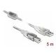 DELOCK Kabel USB 2.0 Typ-A zu USB 2.0 Typ-B 5m transparent (83896)