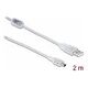 DELOCK Kabel USB 2.0 Typ-A zu USB 2.0 Mini-B 2m transparent (83907)