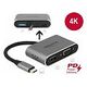 DELOCK USB Typ-C Adapter zu HDMI und VGA mit USB 3.0 Port und PD (64074)