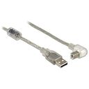 DELOCK Cable USB 2.0 Type-A to USB 2.0 Type-B angled 0.5m transparent (84811)