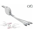DELOCK USB 3 in 1 Retractable Charging Cable for 8pin / Micro USB / USB Type-C white (85850)