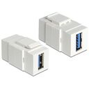 DELOCK Keystone Module USB 3.0 A female to USB 3.0 A female white (86319)