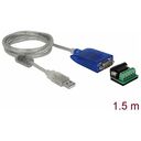 DELOCK Adapter USB Typ-A zu Seriell RS-422/485 DB9 mit Überspannungsschutz 600W und erweiterter Temperaturbereich (64055)