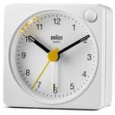 BRAUN Classic Analogue Travel Alarm Clock BC02XW, White