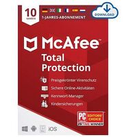 MCAFEE Total Protection, 10 Devices, 1 Year, ESD, Windows / Mac / Android / iOS, Multilingual (MTP00MNRXRAAD)
