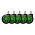 LC-POWER Gaming Chair casters, Black / Green, Pack of 5 (LC-CASTERS-3BG)