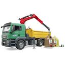 BRUDER MAN TGS Kran LKW mit 3 Altglascontainern und Flaschen (03753)