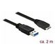 DELOCK Kabel USB 3.0 Typ-A Stecker > USB 3.0 Typ Micro-B Stecker 2,0 m schwarz (85074)
