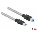 DELOCK USB 3.2 Gen 1 Kabel Typ-A Stecker zu Typ-B Stecker mit Metallmantel 1m (86778)