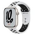 APPLE Watch Nike GPS (Series 7), 45mm Aluminiumgehäuse, Polarstern mit Nike Sportarmband, Pure Platinum/Schwarz (MKNA3FD/A)