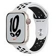 APPLE Watch Nike GPS + Cellular (Series 7), 45mm Aluminiumgehäuse, Polarstern mit Nike Sportarmband, Pure Platinum/Schwarz (MKL43FD/A)