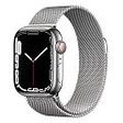 APPLE Watch Series 7 GPS + Cellular, 41mm Edelstahlgehäuse, Silber mit Milanaise Armband (MKHX3FD/A)