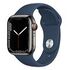 APPLE Watch Series 7 GPS + Cellular, 41mm Edelstahlgehäuse, Graphit mit Sportarmband, Abyssblau (MKJ13FD/A)