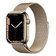 APPLE Watch Series 7 GPS + Cellular, 45mm Edelstahlgehäuse, Gold mit Milanaise Armband (MKJY3FD/A)