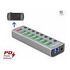 DELOCK USB 3.2 Gen 1 Hub mit 7 Ports + 1 Schnellladeport + 1 USB-C™ PD 3.0 Port mit Schalter und Beleuchtung (63264)