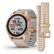 GARMIN fenix 7S Sapphire Solar, Rosegold Titan / Limestone Leather Band, 42mm (010-02539-35)