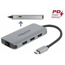 DELOCK USB 3.2 Gen 1 Hub mit 4 Ports und Gigabit LAN und PD (63252)
