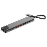 LINQ USB-C Multiport Adapter HUB 8in1 USB-C >HDMI, RJ45 USB-C, USB-A, Micro-SD, SD grey (LQ48010)
