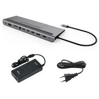 I-TEC USB-C Metal Low Profile 4K Triple Display Docking Station with Power Delivery 85 W & i-tec Universal Charger 112W (C31FLATPLUS112W)