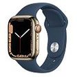 APPLE Watch Series 7 GPS + Cellular, 41mm Edelstahlgehäuse, Gold mit Sportarmband, Abyssblau (MN9K3FD/A)