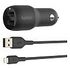 BELKIN Boost Charge USB-A dual port car charger (24W) with USB-A/Lightning cable (CCD001bt1MBK).