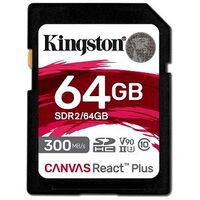 KINGSTON Canvas React Plus SDHC Card, UHS-II, Class 10, 64GB (SDR2/64GB)