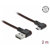 DELOCK EASY-USB 2.0 Cable Type-A male to EASY-USB Type Micro-B male angled left / right 2m black (85273)