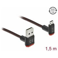 DELOCK EASY-USB 2.0 Cable Type-A male to EASY-USB Type Micro-B male angled up / down 1.5m black (85267)