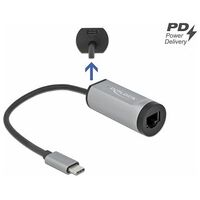 DELOCK USB Type-C? Adapter to Gigabit LAN with Power Delivery port grey (64116)