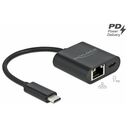 DELOCK USB Type-C™ Adapter zu Gigabit LAN 10/100/1000 Mbps mit Power Delivery Anschluss schwarz (66644)