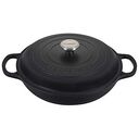LE CREUSET Signature - Cast Iron Shallow Casserole with Black Interior, Satin Black, 30cm/3.5L (21180300000430)