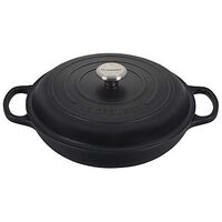 LE CREUSET Signature - Cast Iron Shallow Casserole with Black Interior, Satin Black, 30cm/3.5L (21180300000430)